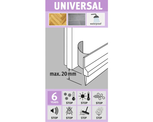 Universal Abdichtungsprofil mit Eigenschaften und Symbolen
