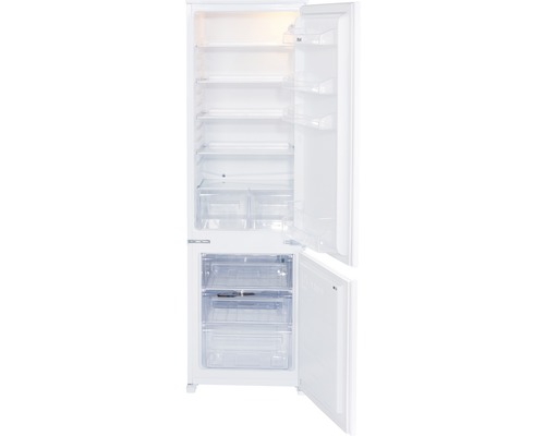 Geöffneter weißer Kühlschrank mit Gefrierfach