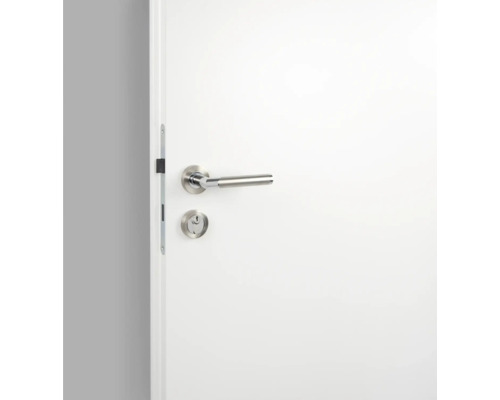 Weiße Tür mit Türgriff und Schloss