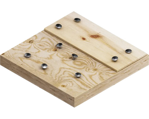 Holzplatte mit Metallnägeln