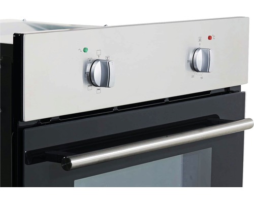 Detailansicht eines Backofens mit Bedienknöpfen und Temperaturregler