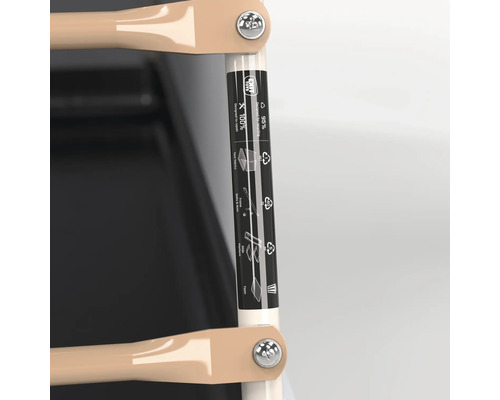 Detailansicht eines Rahmens mit Informationen zur Reparierbarkeit und zum Recycling