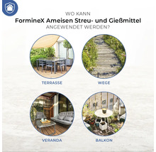Forminex Anwendungsbereiche: Terrasse, Wege, Veranda und Balkon.