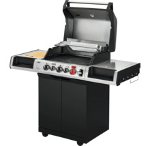 Grillwagen mit offenem Deckel, Seitenablagen und Unterschrank