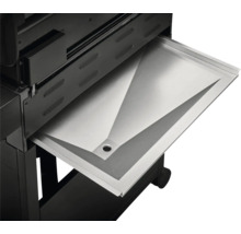 Detailansicht einer Fettauffangschale in einem Grill