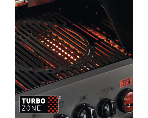 Turbozone eines Grills mit Grillrost und Bedienelementen