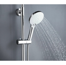 Duschkopf mit Wasserstrahl und Halterung