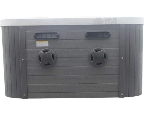 Rückseite eines Whirlpools mit Lüftungsschlitzen und Lautsprechern