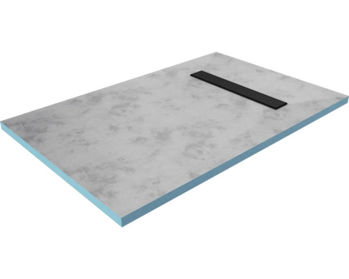 Befliesbares Duschelement Aurlane Showerplate 80x120x4 cm Rinnenabdeckung schwarz matt