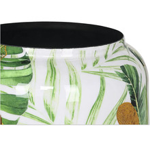 Detailansicht einer Blumenvase mit Blattmuster