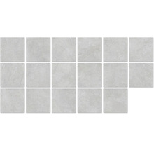 Rechteckige Bodenfliesen mit Steindekor, in einer Anordnung von vier mal vier