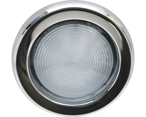 Runde Einbauleuchte mit silberfarbenem Rahmen