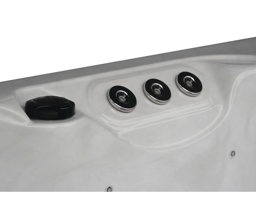 Detailansicht eines Whirlpools mit Düsen und Bedienelement