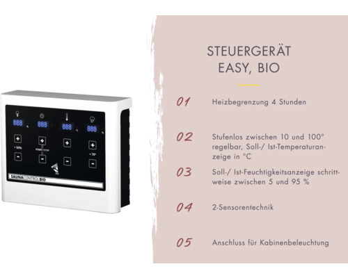 Saunasteuergerät Easy Bio mit Funktionsübersicht