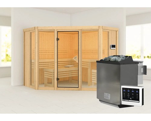 Sauna mit Saunaofen und Saunasteuerung