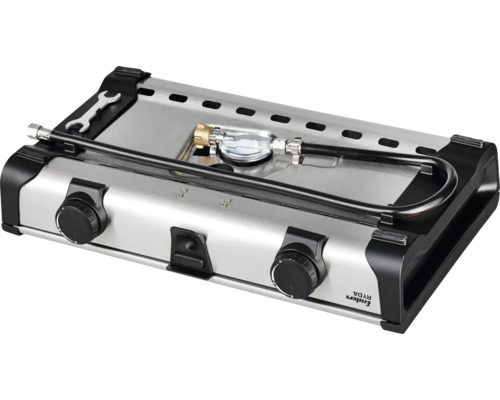 Doppelkocher für den Aussenbereich mit Regler und Gasschlauch