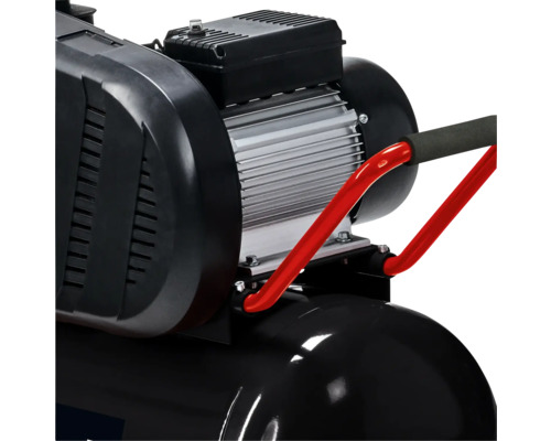 Detailansicht eines Kompressors mit Motor und Tragegriff