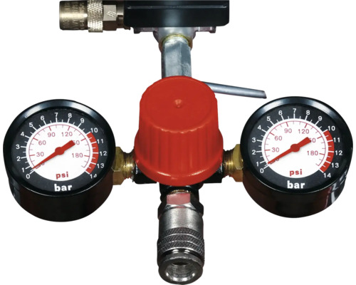 Druckminderer mit zwei Manometern zur Druckanzeige