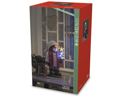 Verpackung einer LED-Teddybär-Figur mit Tannenbaum für den Innenbereich