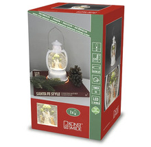 Verpackung einer Schneekugel-Laterne für den Innenbereich von Konstsmide mit LED-Beleuchtung und Timerfunktion