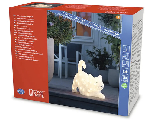 Verpackung einer LED-Dekoleuchte in Katzenform für den Außenbereich
