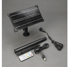 Solarpanel, Erdspieß, Kabel und Fernbedienung