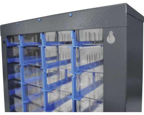 Schubladenschrank aus Metall mit transparenten Schubladen zur Aufbewahrung von Kleinteilen