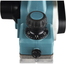 Detailansicht einer Hobelmaschine mit Einstellknopf zur Steuerung der Schnitttiefe