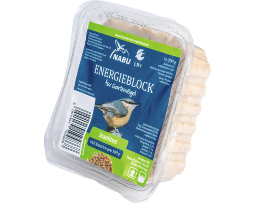 Energieblock für Gartenvögel in einer transparenten Verpackung
