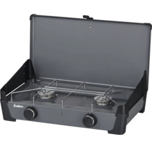 Enders Gaskocher mit zwei Kochstellen und Deckel geöffnet