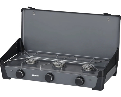 Enders Gaskocher mit drei Kochstellen und Windschutz