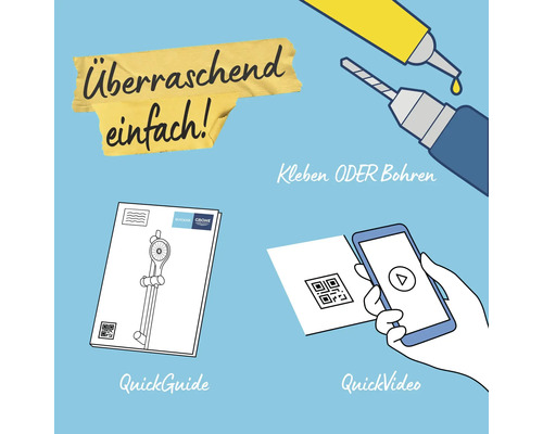 Anleitung zum Kleben oder Bohren mit QuickGuide und QuickVideo