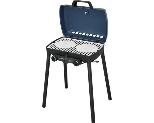 Gasgrill mit Grillrost und Deckel auf Beinen