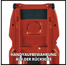 Einhell Geräterückseite mit Aufbewahrungsmöglichkeit für Mobiltelefone
