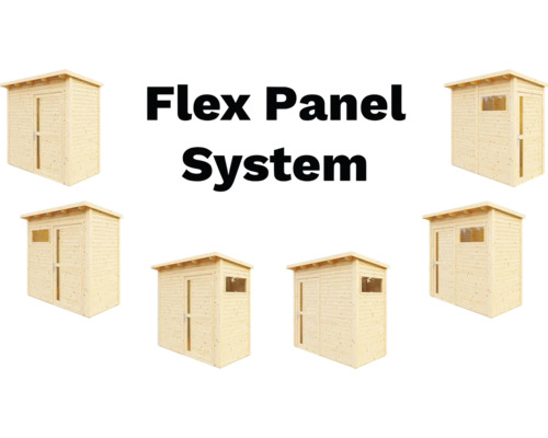 Flex Panel System Gartenhaus aus Holz mit Fenster und Tür