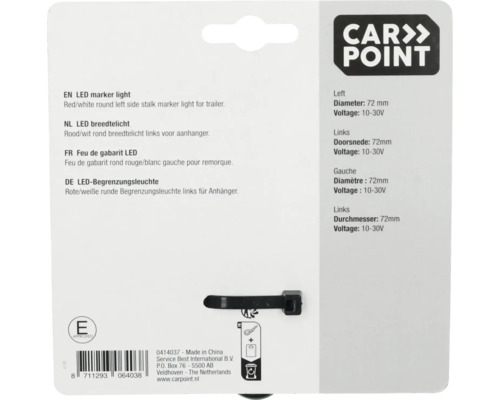 Carpoint LED Begrenzungsleuchte links für Anhänger, 72 mm Durchmesser