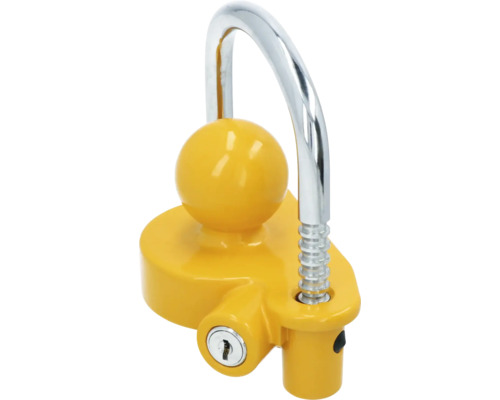 Gelbes Kugel-Anhängerkupplungsschloss mit Bügelschloss
