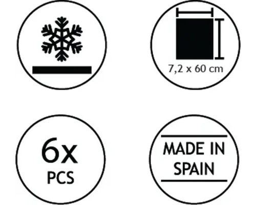 Symbole für Frostbeständigkeit, Größe 7,2 x 60 Zentimeter, 6 Stück, hergestellt in Spanien