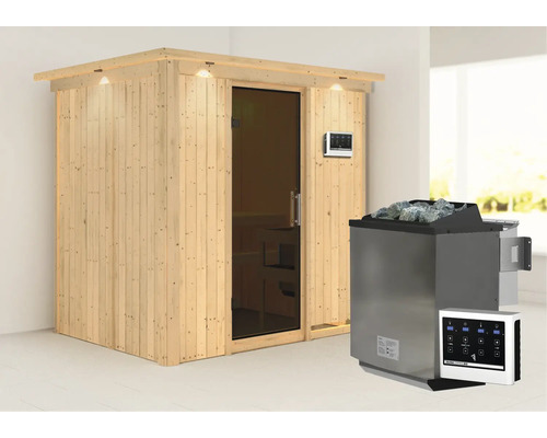 Sauna mit Saunaofen und Steuerung