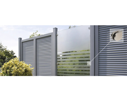 Gartenzaun mit Lamellen und Glaselement
