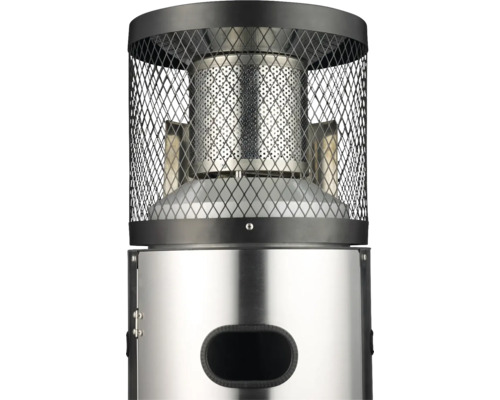 Detailansicht eines Gasheizstrahlers mit Schutzgitter