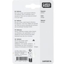Set aus zwei runden, orangefarbenen Carpoint Reflektoren mit einem Durchmesser von 70 Millimeter aus Acrylat.