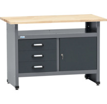 Werkbank mit drei Schubladen und einem Schrank mit Schlüssel