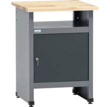 Werkbank mit Tür, Holzplatte und Metallgestell