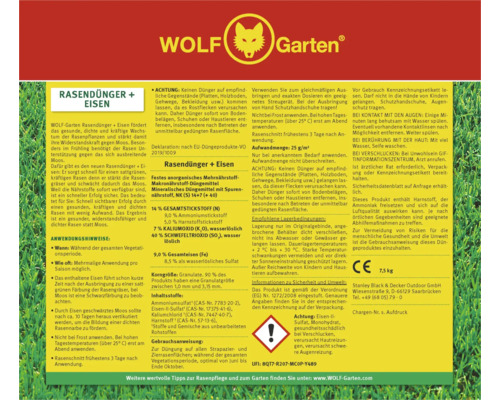 Wolf Garten Rasendünger plus Eisen Produktinformationen für gesundes Rasenwachstum