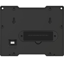 Rückseite eines Geräts mit Batterieabdeckung und Schalter