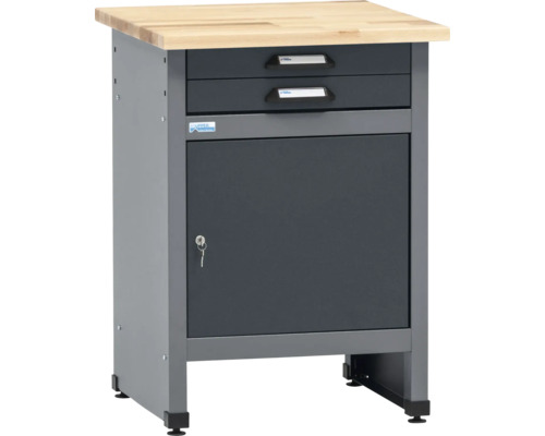 Werkbankunterschrank mit zwei Schubladen und abschließbarer Tür