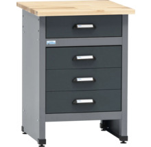 Werkstattschrank mit vier Schubladen und Arbeitsplatte aus Holz