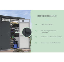 Doppelflügeltür mit Drehriegelschloss und zwei Schlüsseln für Gerätehaus