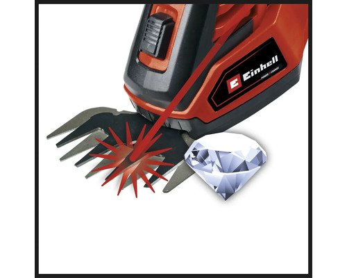 Einhell Logo. Akku Grasschere mit Diamant.